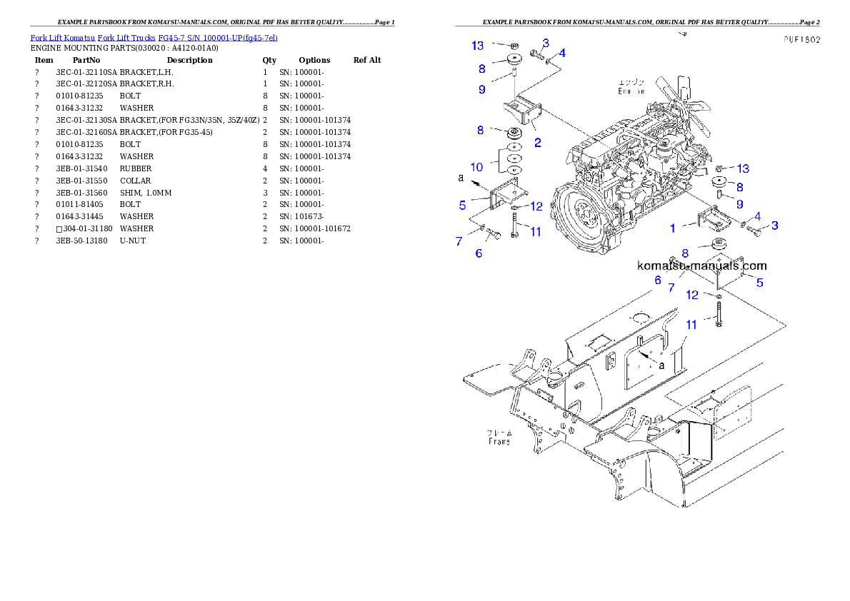 Komatsu fg45-7 parts books forklifts download Komatsu fg45-7 parts books forklifts download