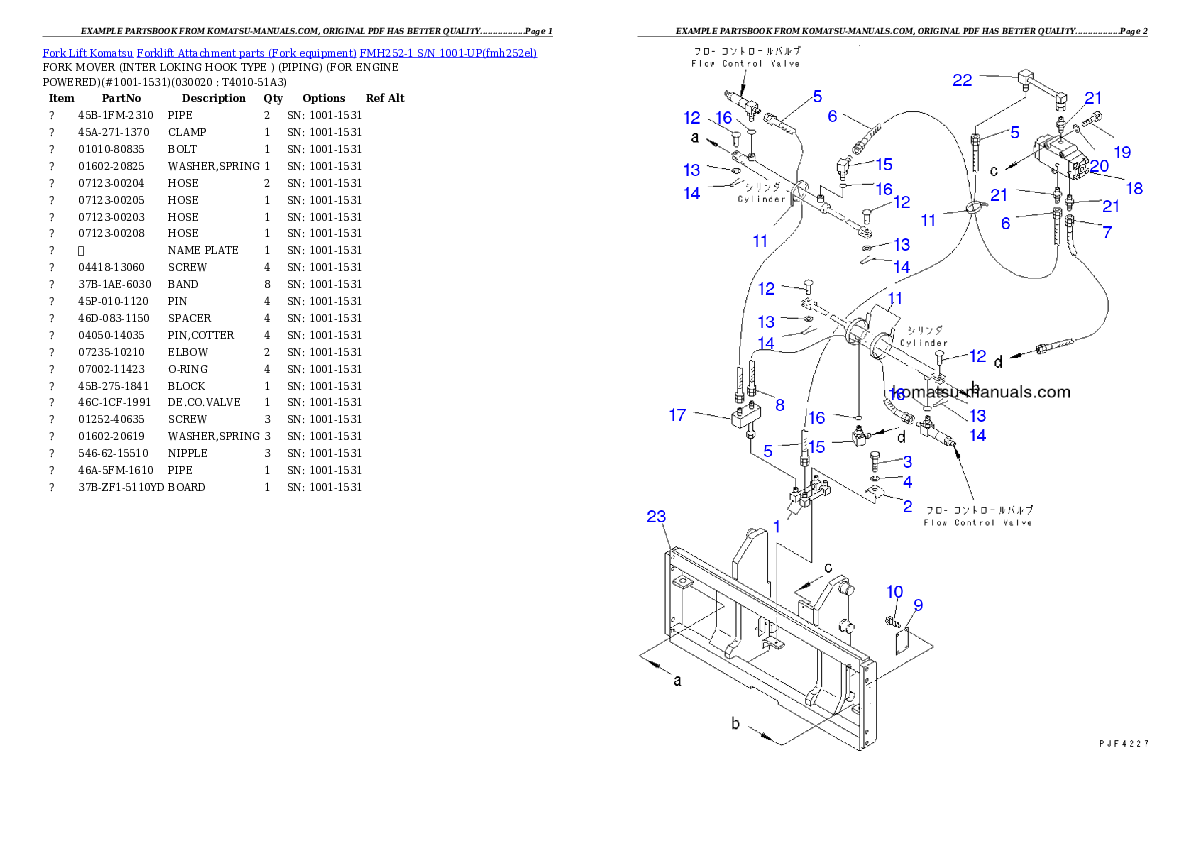 Komatsu fmh252-1 parts books forklifts download Komatsu fmh252-1 parts books forklifts download