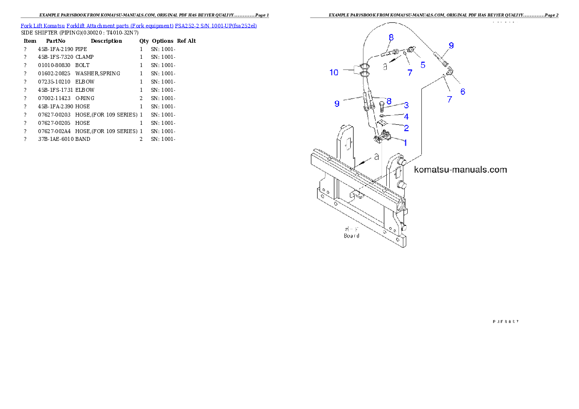 Komatsu fsa252-2 parts books forklifts download Komatsu fsa252-2 parts books forklifts download