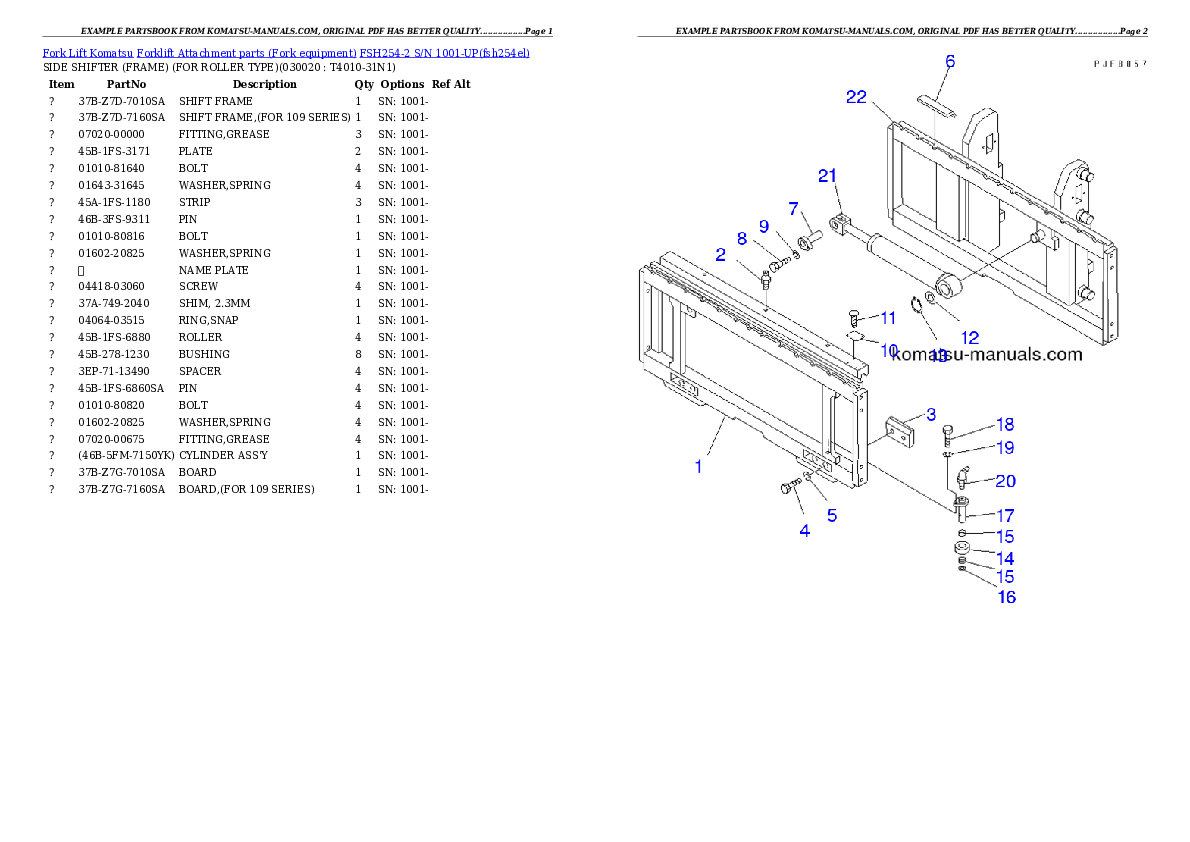 Komatsu fsh254-2 parts books forklifts download Komatsu fsh254-2 parts books forklifts download