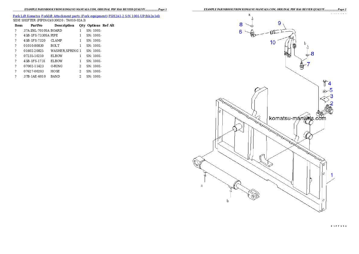 Komatsu fsh2a1-2 parts books forklifts download Komatsu fsh2a1-2 parts books forklifts download