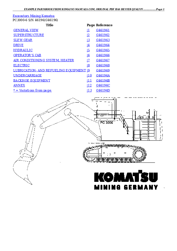Komatsu pc3000-6 parts books excavators download Komatsu pc3000-6 parts books excavators download