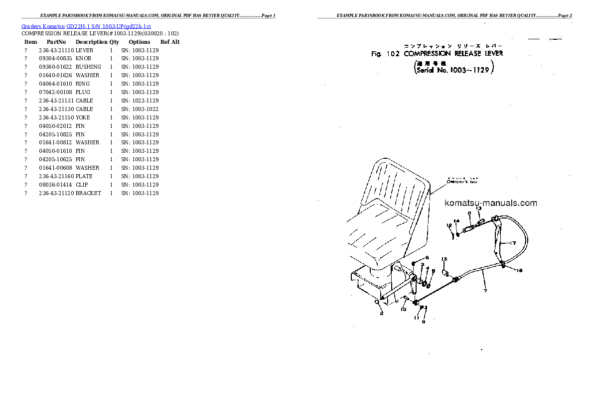 Komatsu gd22h-1 parts books graders download Komatsu gd22h-1 parts books graders download