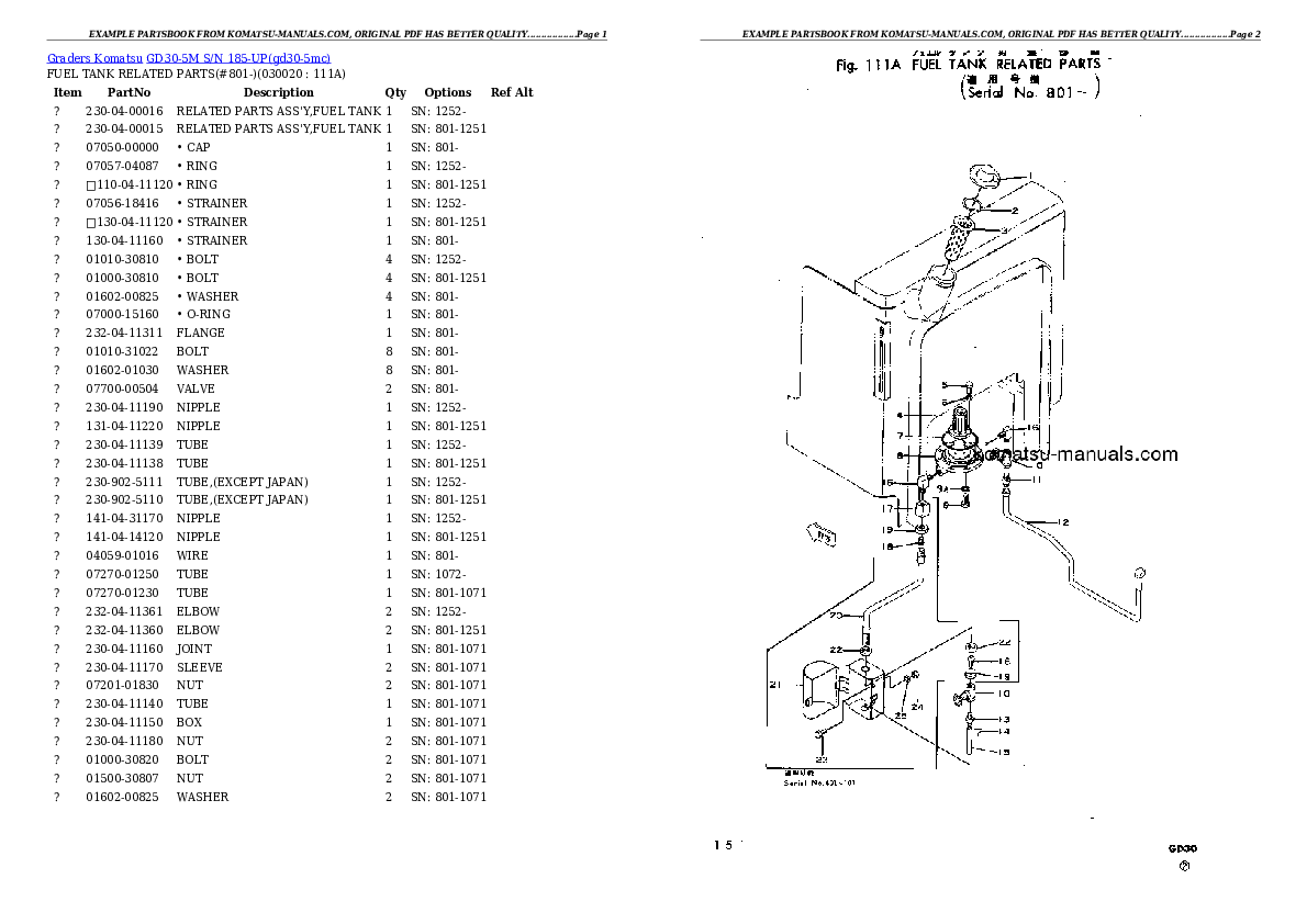 Komatsu gd30-5m parts books graders download Komatsu gd30-5m parts books graders download