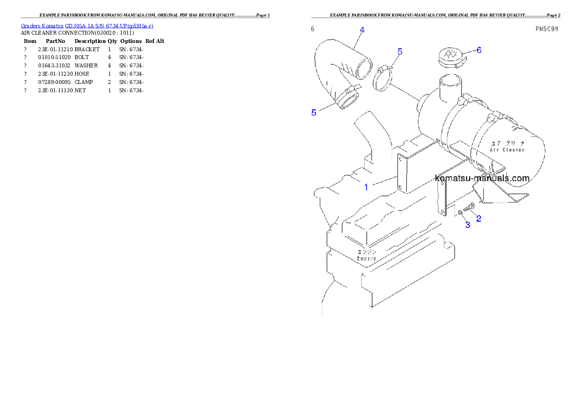 Komatsu gd305a-1a parts books graders download Komatsu gd305a-1a parts books graders download