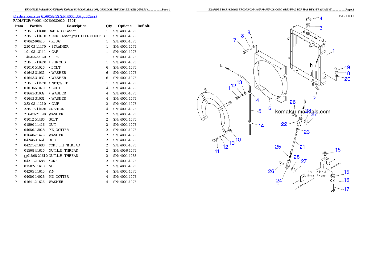 Komatsu gd605a-5s parts books graders download Komatsu gd605a-5s parts books graders download