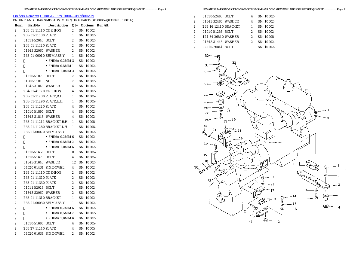 Komatsu gd805a-1 parts books graders download Komatsu gd805a-1 parts books graders download