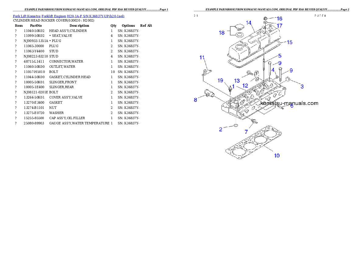Komatsu h20-1a-f parts books engines download Komatsu h20-1a-f parts books engines download