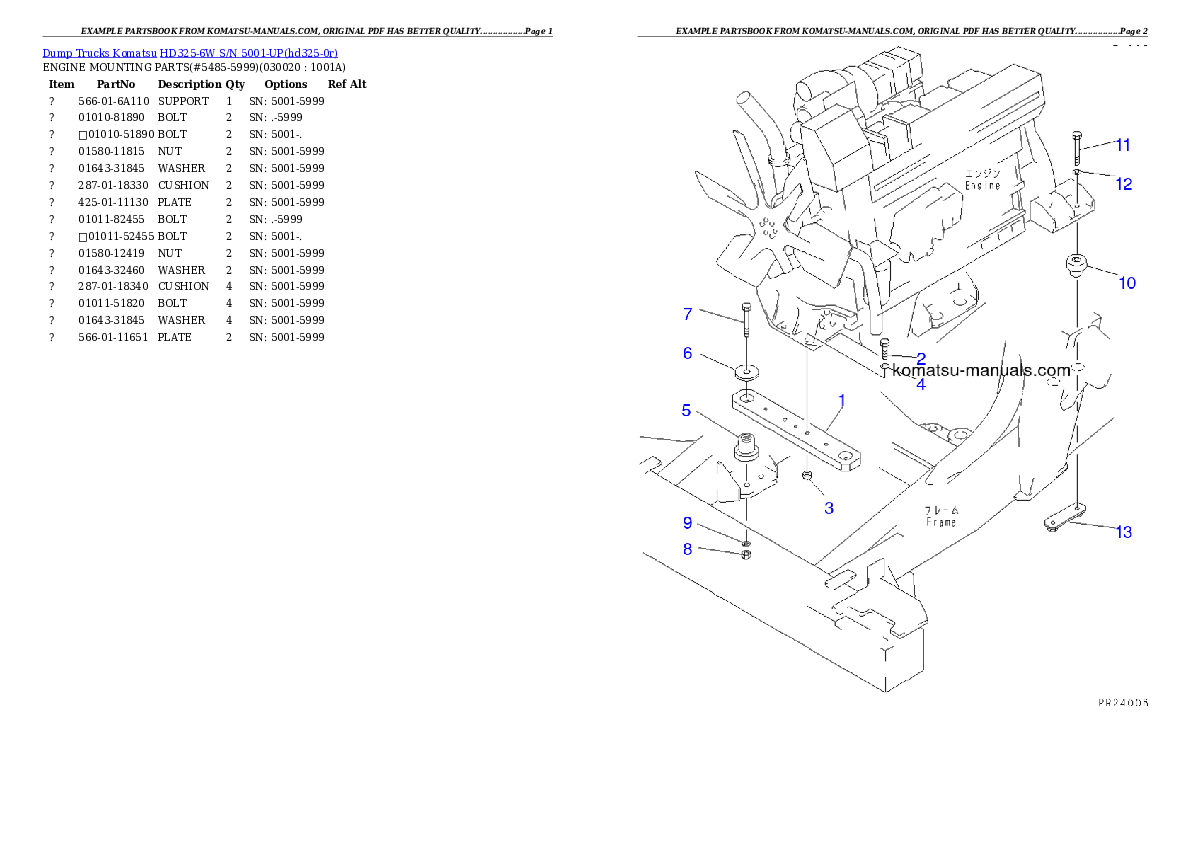 Komatsu hd325-6w parts books dumptrucks download Komatsu hd325-6w parts books dumptrucks download