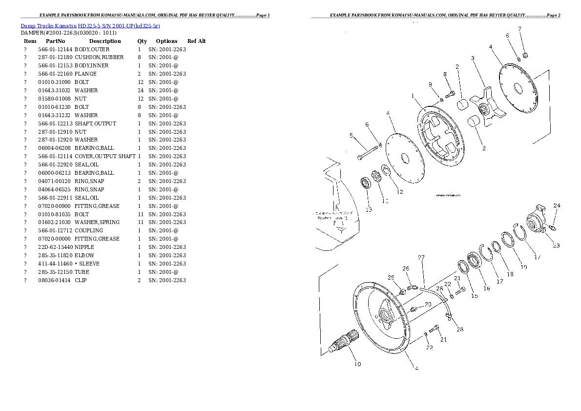 Komatsu hd325-5 parts books dumptrucks download Komatsu hd325-5 parts books dumptrucks download