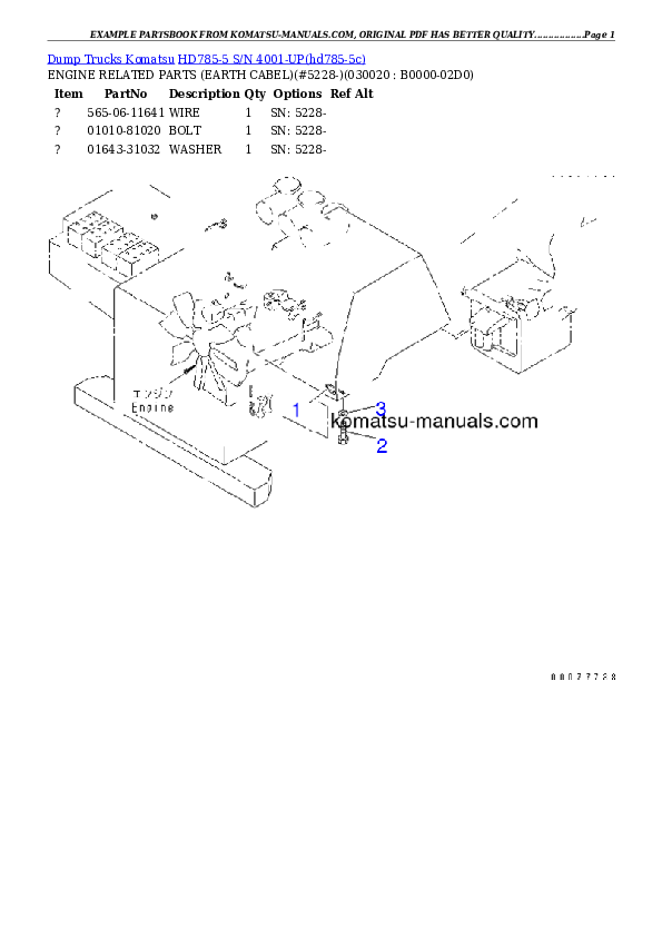 Komatsu hd785-5 parts books dumptrucks download Komatsu hd785-5 parts books dumptrucks download