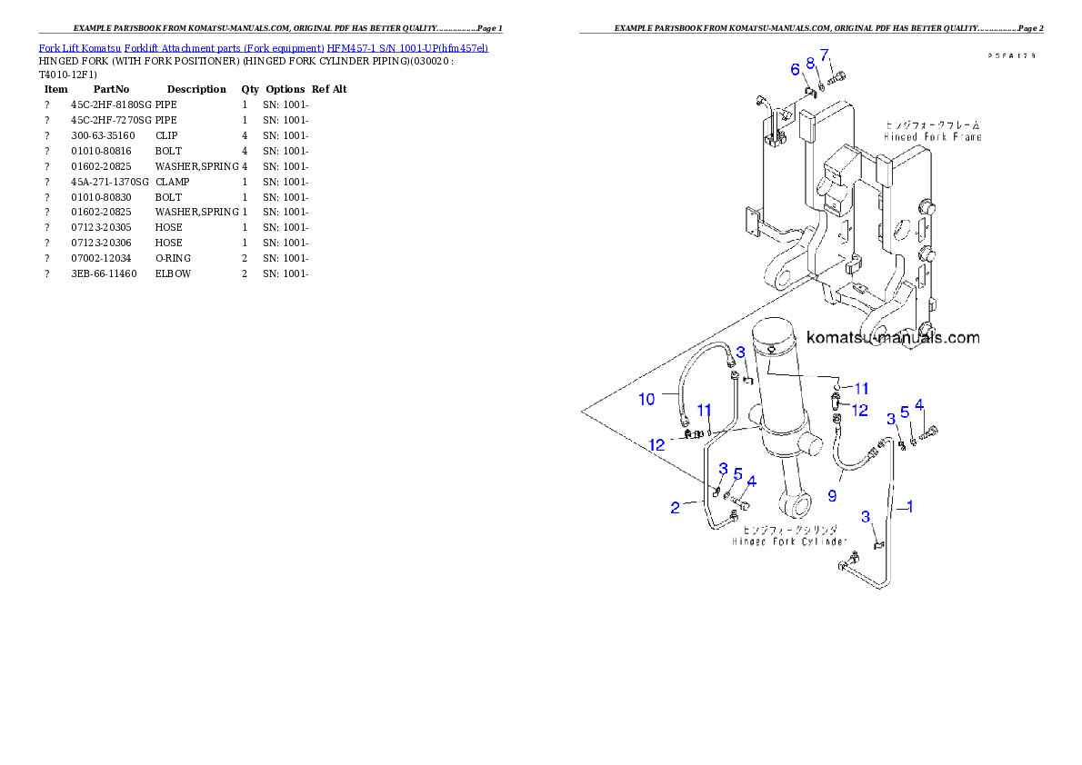Komatsu hfm457-1 parts books forklifts download Komatsu hfm457-1 parts books forklifts download