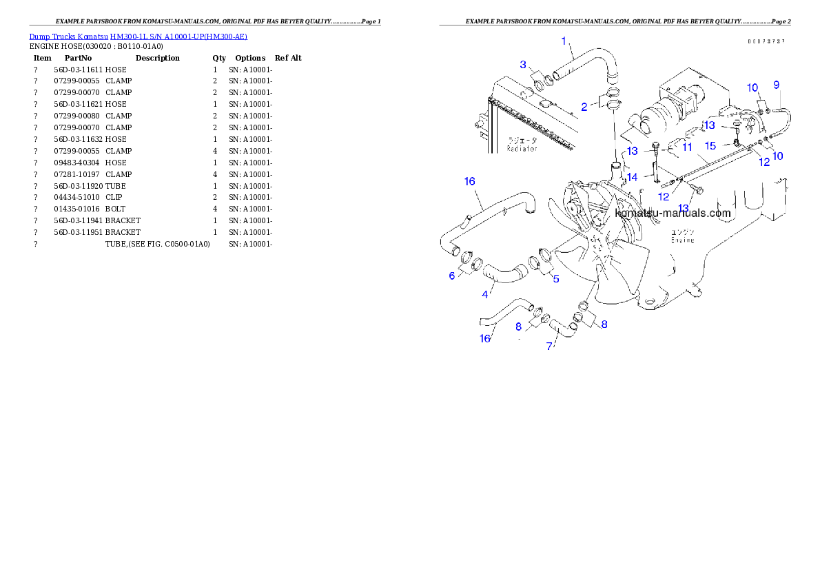Komatsu hm300-1l parts books dumptrucks download Komatsu hm300-1l parts books dumptrucks download