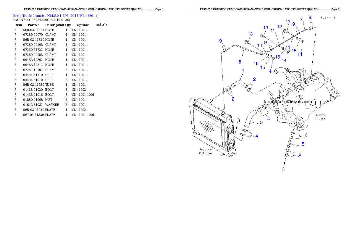 Komatsu hm350-1 parts books dumptrucks download Komatsu hm350-1 parts books dumptrucks download