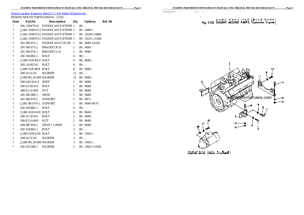 Komatsu jh65cv-2 parts books wheel loaders download Komatsu jh65cv-2 parts books wheel loaders download