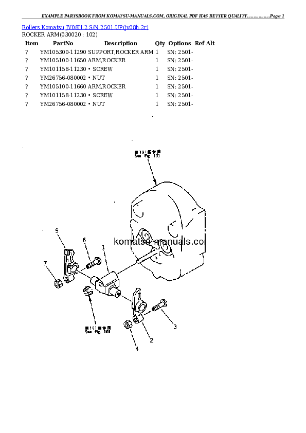 Komatsu jv08h-2 parts books rollers download Komatsu jv08h-2 parts books rollers download