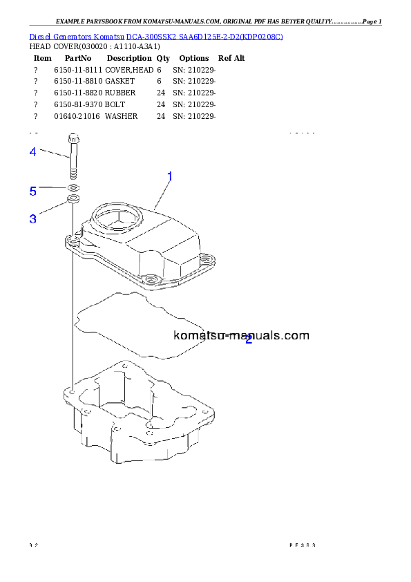 Komatsu dca-300ssk2 saa6d125e-2-d2 partsbook (english) parts books generators download Komatsu dca-300ssk2 saa6d125e-2-d2 partsbook (english) parts books generators download