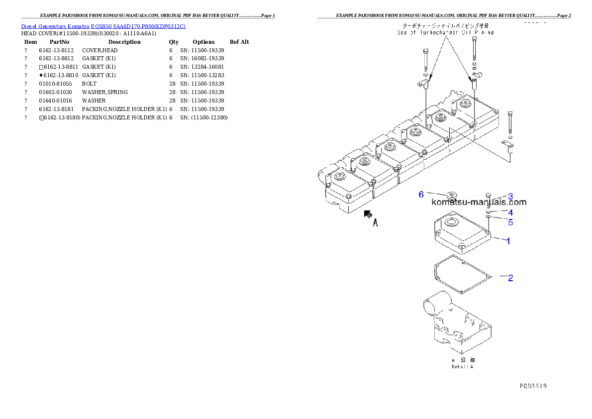 Komatsu egs850 saa6d170-p800 partsbook (english) parts books generators download Komatsu egs850 saa6d170-p800 partsbook (english) parts books generators download