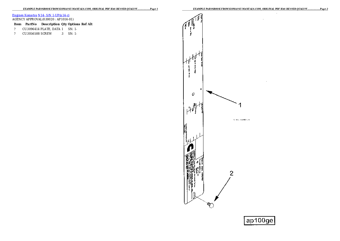 Komatsu n14- parts books engines download Komatsu n14- parts books engines download
