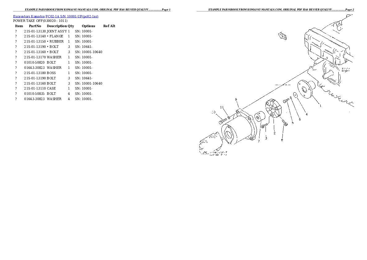 Komatsu pc02-1a parts books excavators download Komatsu pc02-1a parts books excavators download