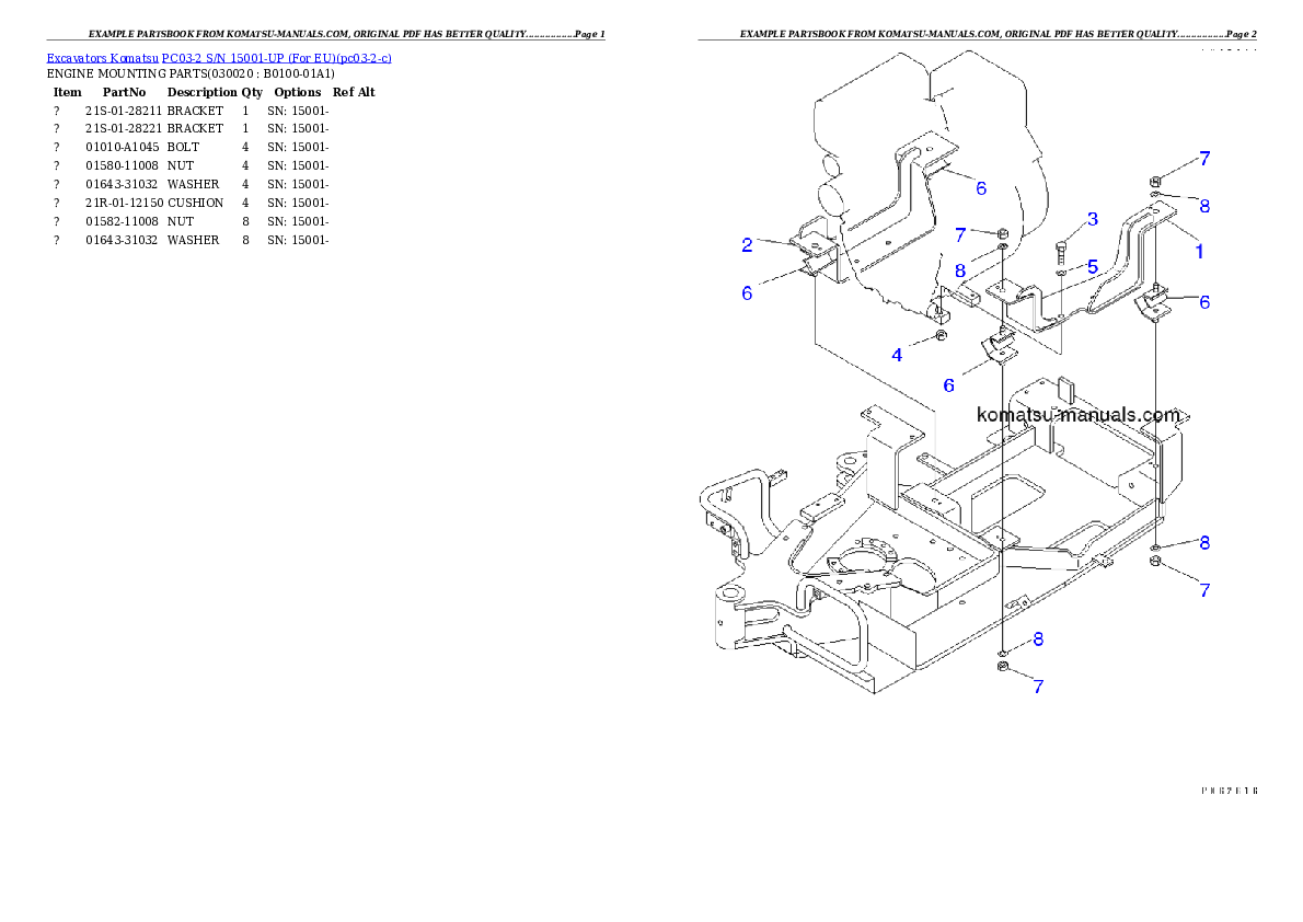Komatsu pc03-2 parts books excavators download Komatsu pc03-2 parts books excavators download