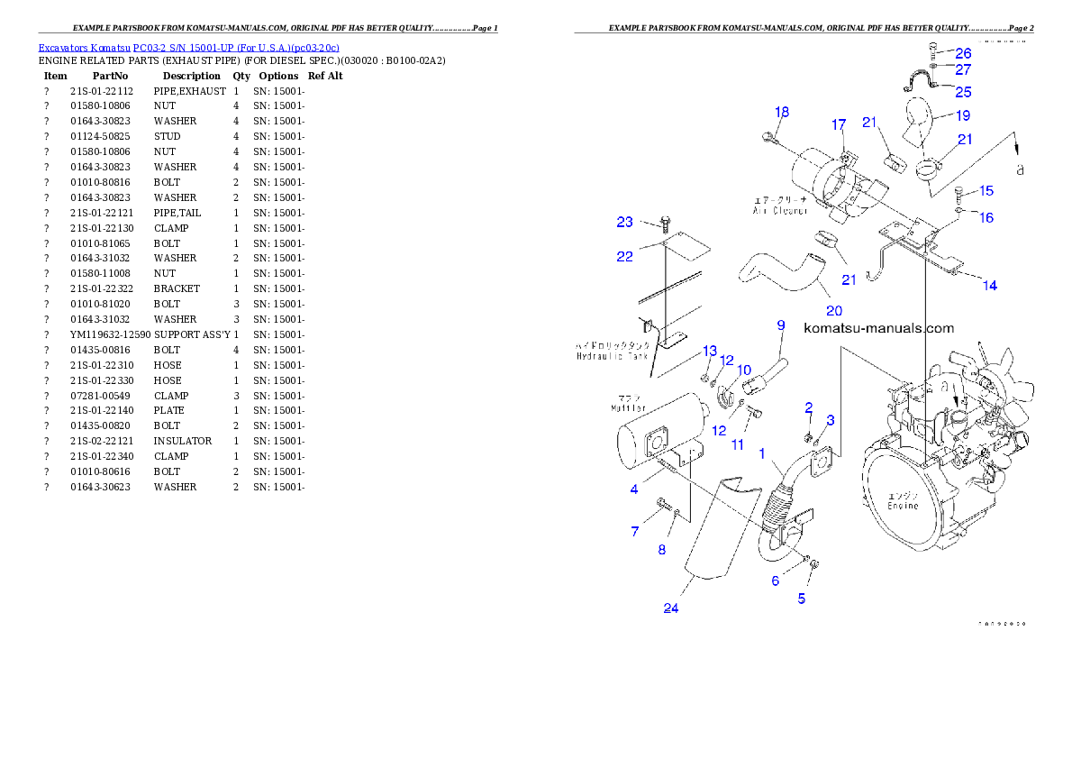 Komatsu pc03-2 parts books excavators download Komatsu pc03-2 parts books excavators download