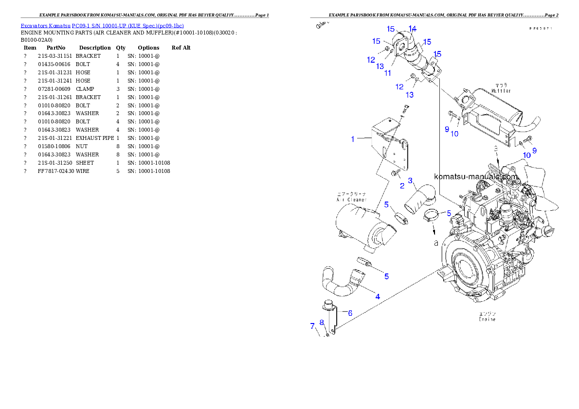 Komatsu pc09-1 parts books excavators download Komatsu pc09-1 parts books excavators download