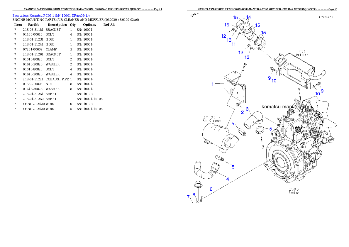Komatsu pc09-1 parts books excavators download Komatsu pc09-1 parts books excavators download