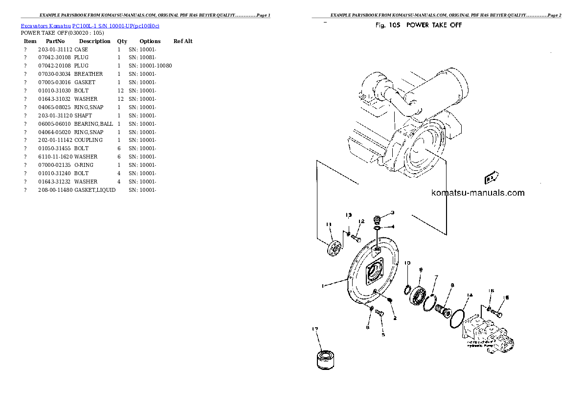 Komatsu pc100l-1 parts books excavators download Komatsu pc100l-1 parts books excavators download