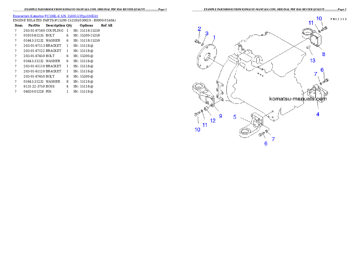 Komatsu pc100l-6 parts books excavators download Komatsu pc100l-6 parts books excavators download