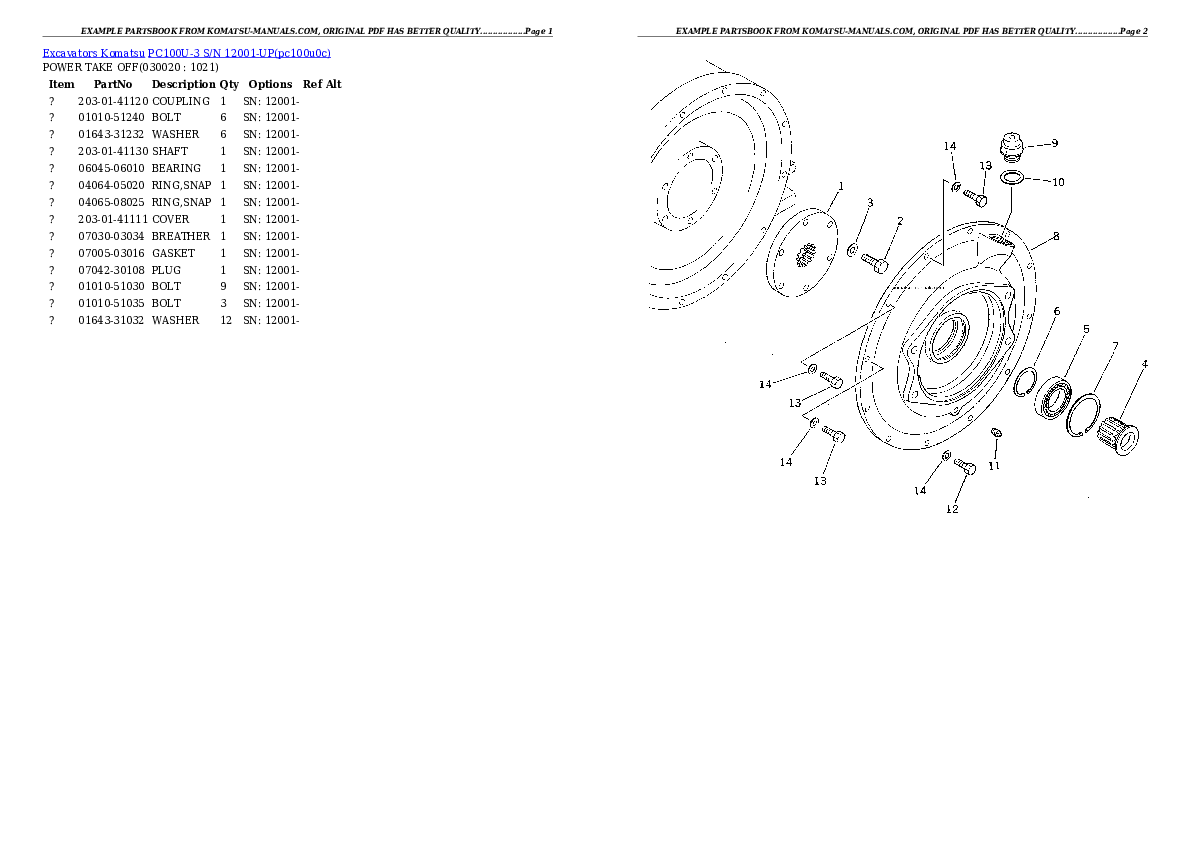 Komatsu pc100u-3 parts books excavators download Komatsu pc100u-3 parts books excavators download