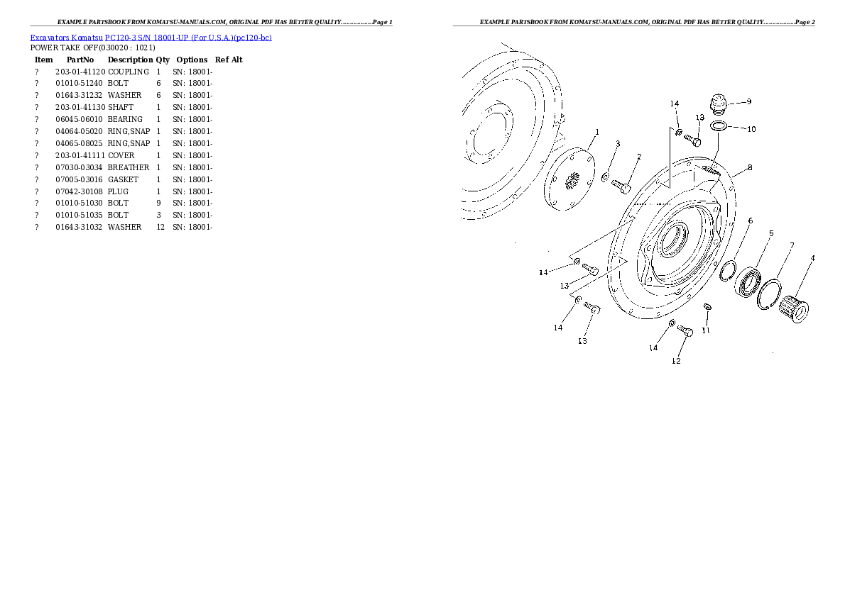 Komatsu pc120-3 parts books excavators download Komatsu pc120-3 parts books excavators download
