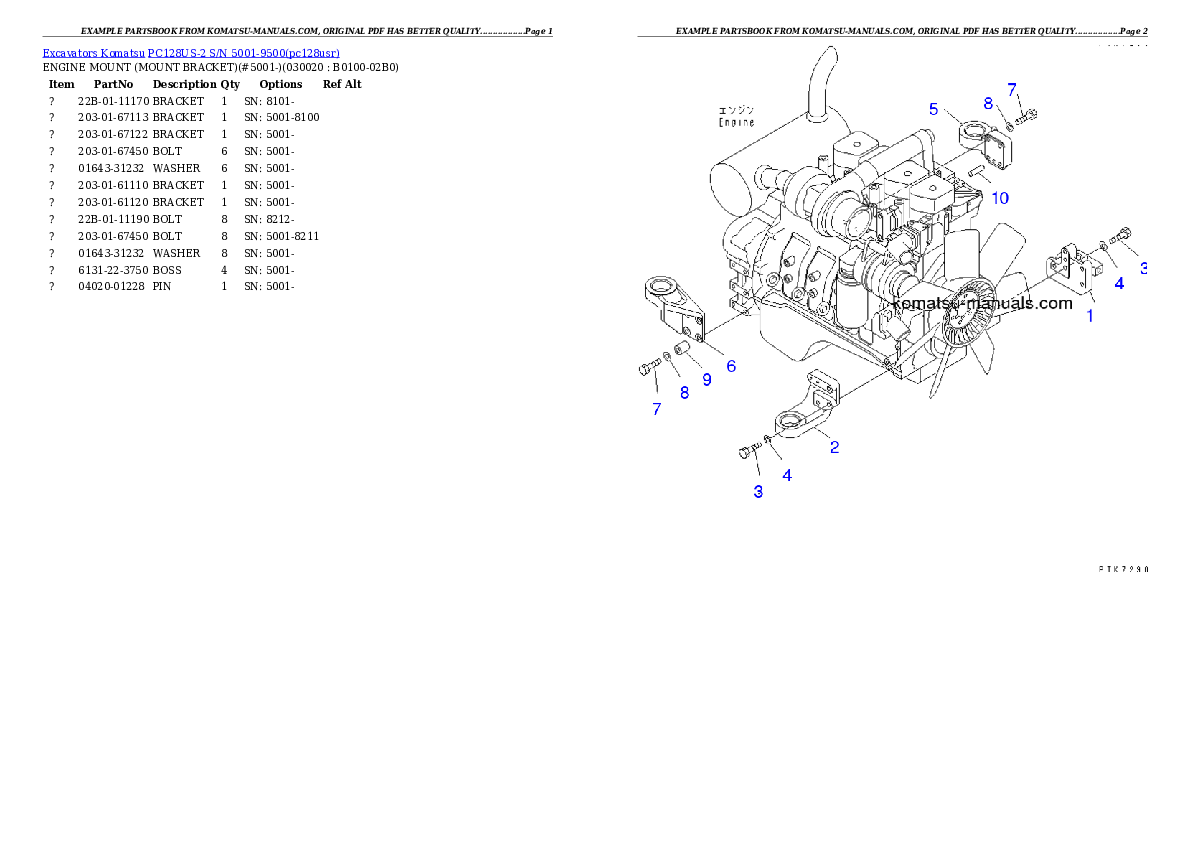 Komatsu pc128us-2 parts books excavators download Komatsu pc128us-2 parts books excavators download