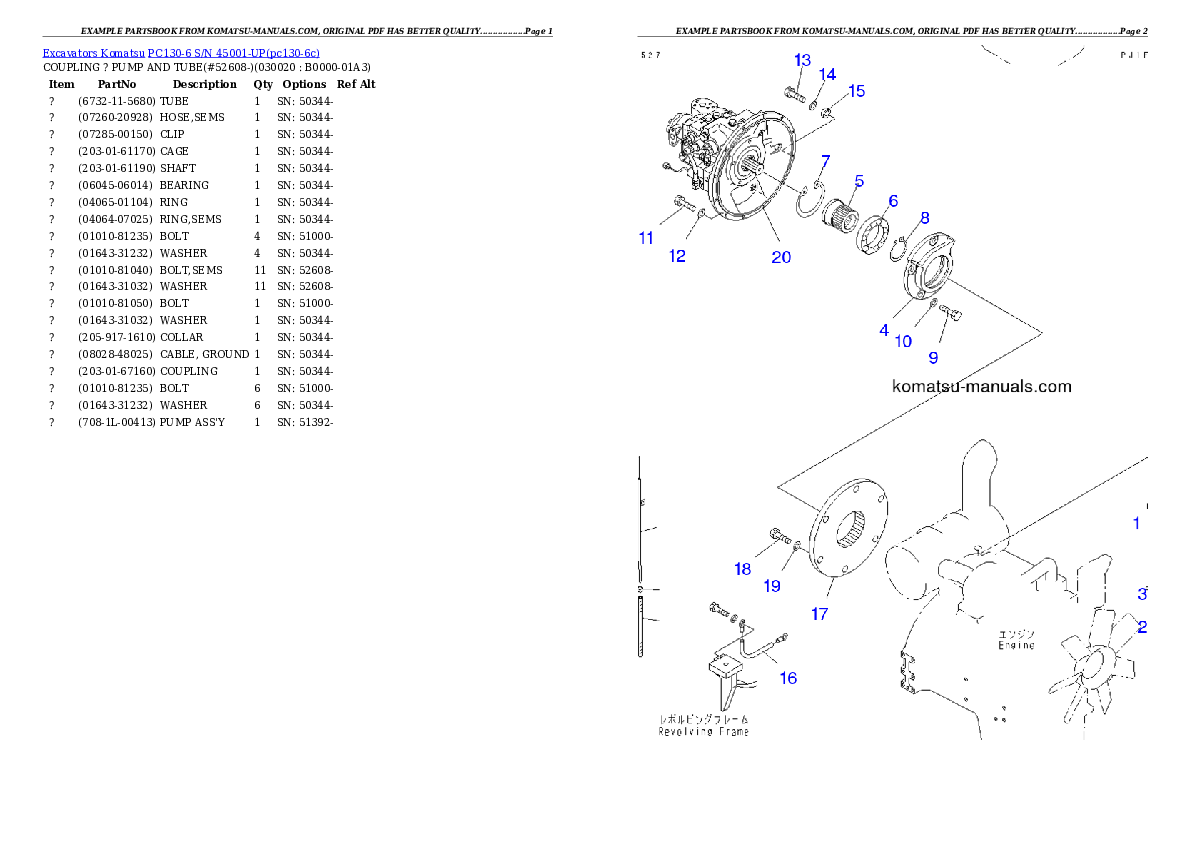 Komatsu pc130-6 parts books excavators download Komatsu pc130-6 parts books excavators download
