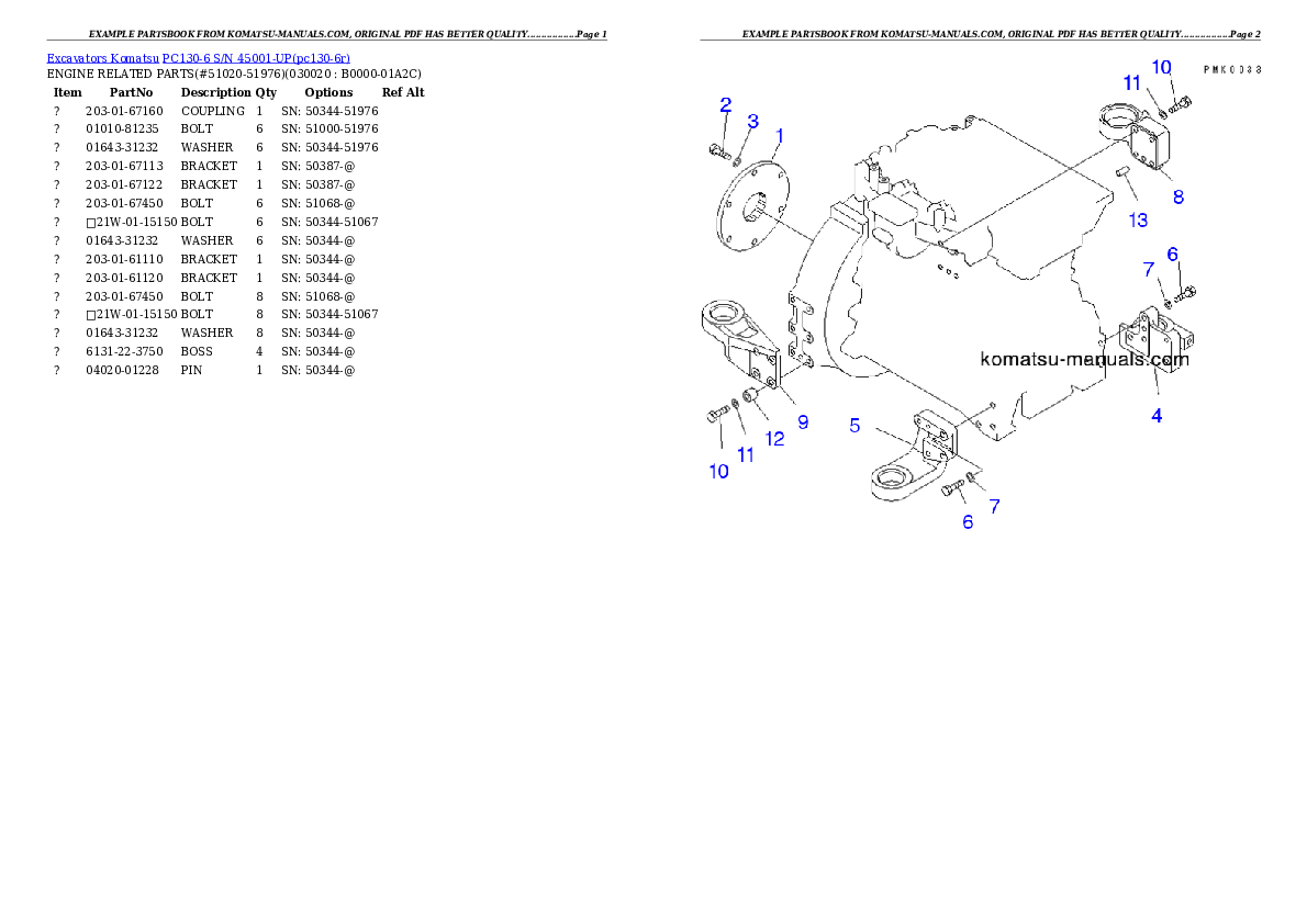Komatsu pc130-6 parts books excavators download Komatsu pc130-6 parts books excavators download