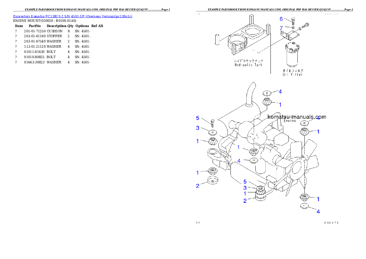 Komatsu pc138us-2 parts books excavators download Komatsu pc138us-2 parts books excavators download