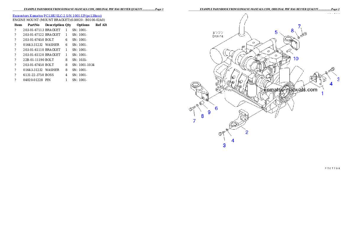 Komatsu pc138uslc-2 parts books excavators download Komatsu pc138uslc-2 parts books excavators download
