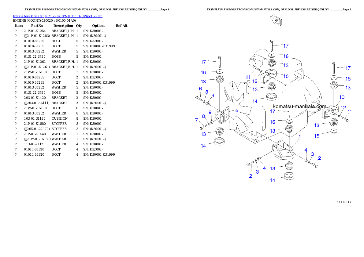 Komatsu pc150-6k parts books excavators download Komatsu pc150-6k parts books excavators download