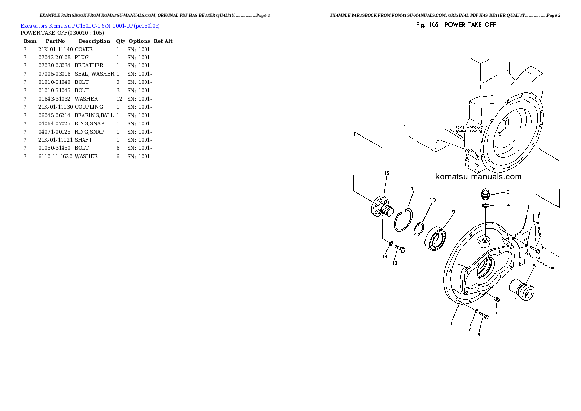 Komatsu pc150lc-1 parts books excavators download Komatsu pc150lc-1 parts books excavators download