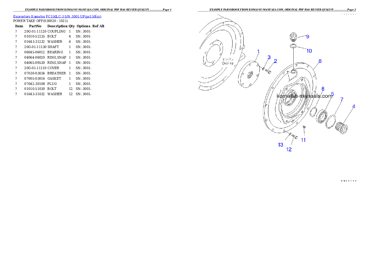 Komatsu pc150lc-3 parts books excavators download Komatsu pc150lc-3 parts books excavators download