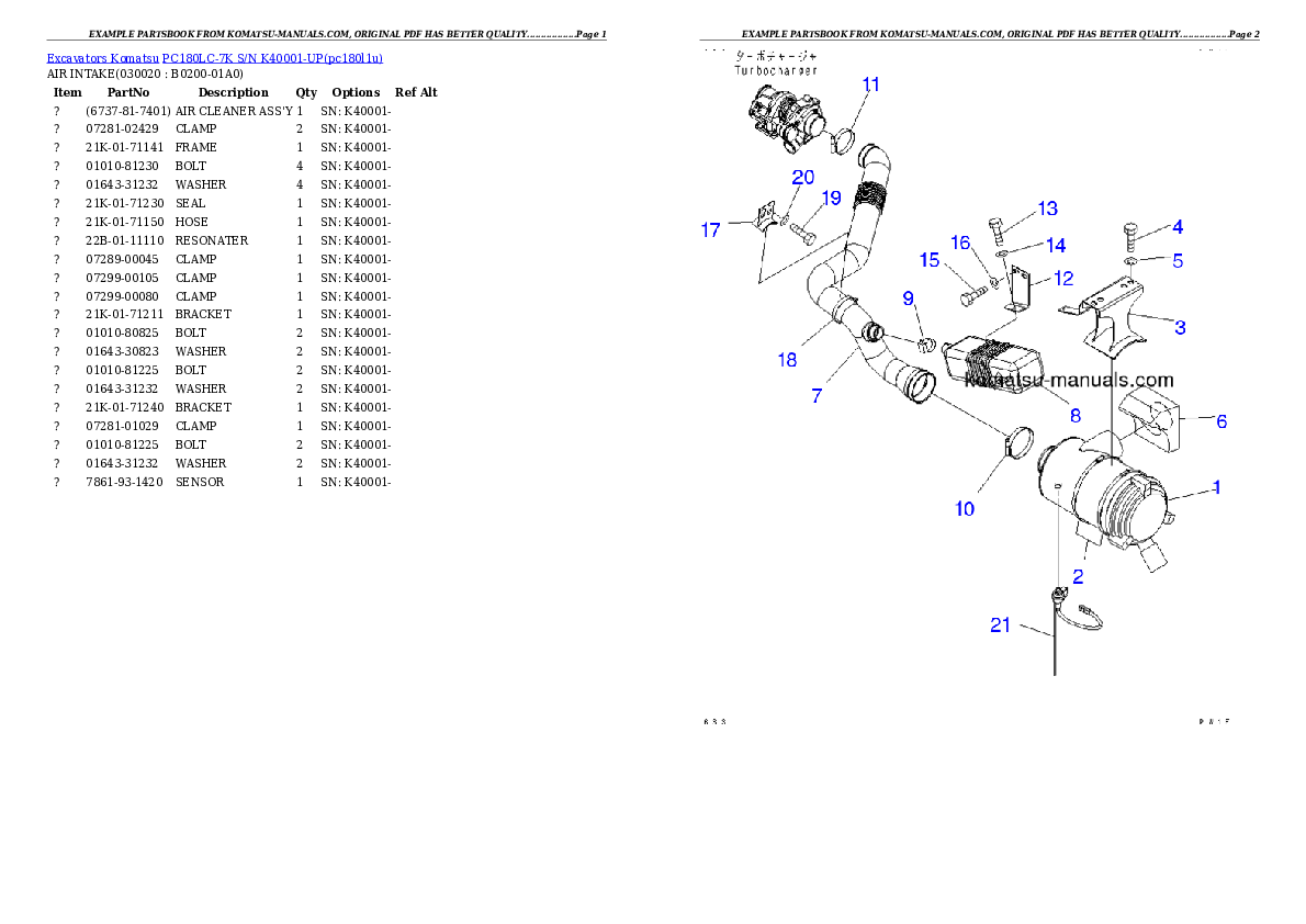 Komatsu pc180lc-7k parts books excavators download Komatsu pc180lc-7k parts books excavators download