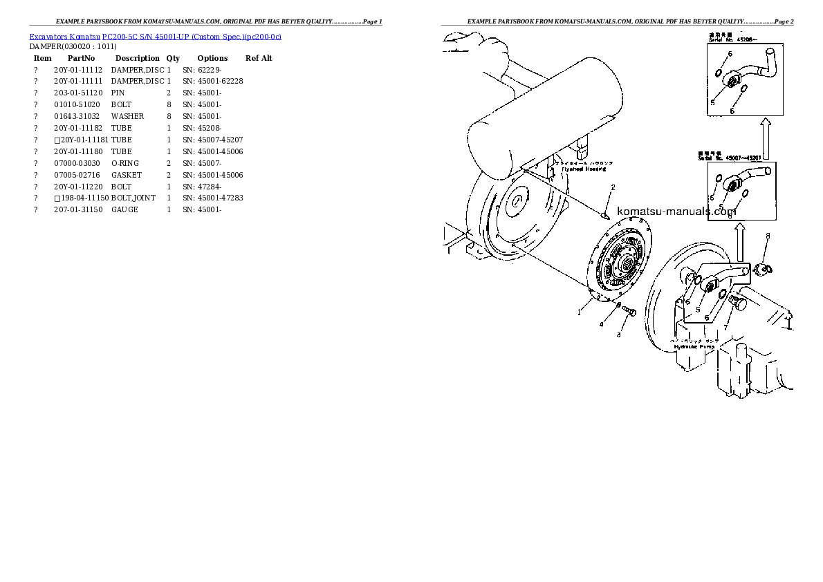 Komatsu pc200-5c parts books excavators download Komatsu pc200-5c parts books excavators download
