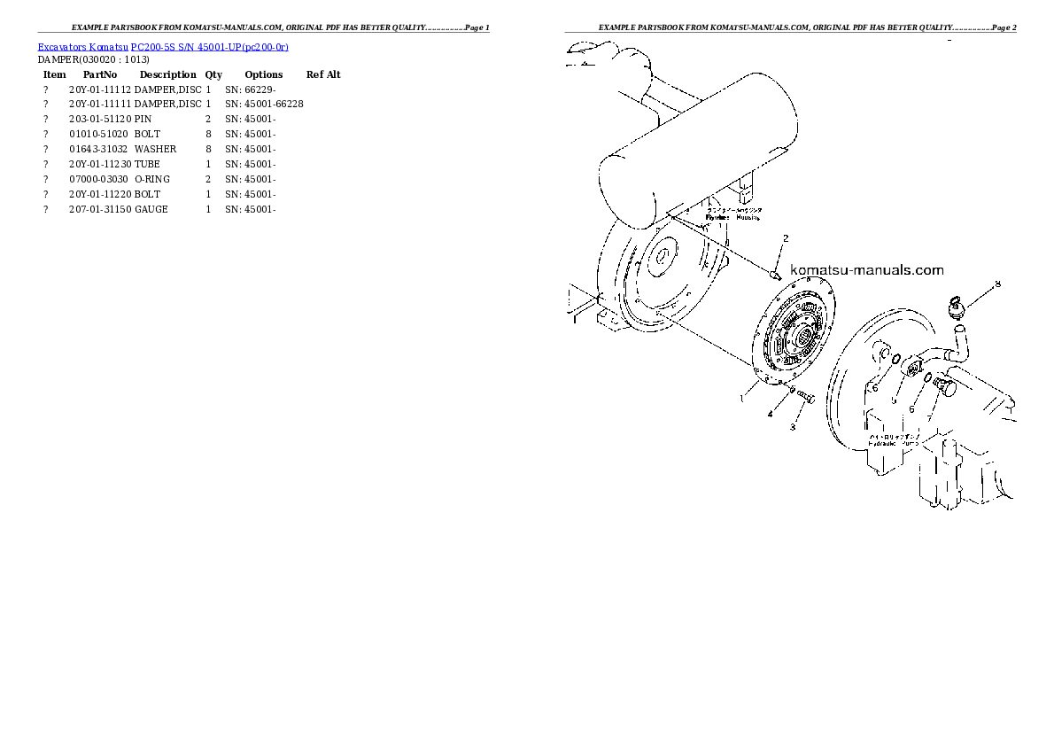 Komatsu pc200-5s parts books excavators download Komatsu pc200-5s parts books excavators download
