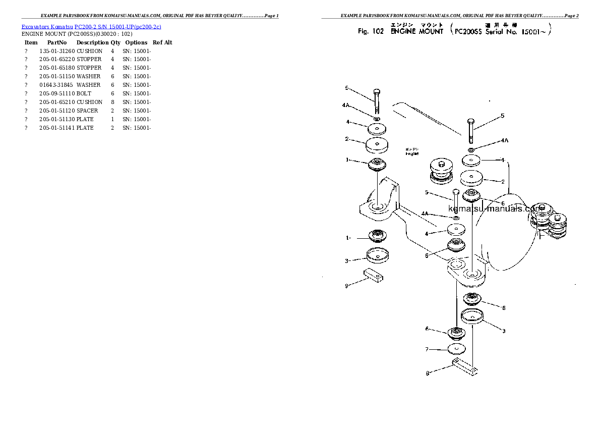 Komatsu pc200-2 parts books excavators download Komatsu pc200-2 parts books excavators download