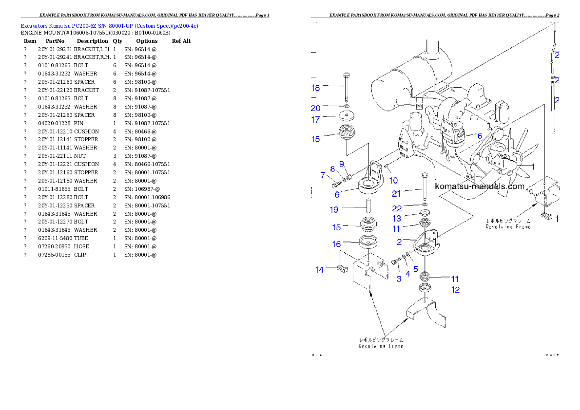 Komatsu pc200-6z parts books excavators download Komatsu pc200-6z parts books excavators download