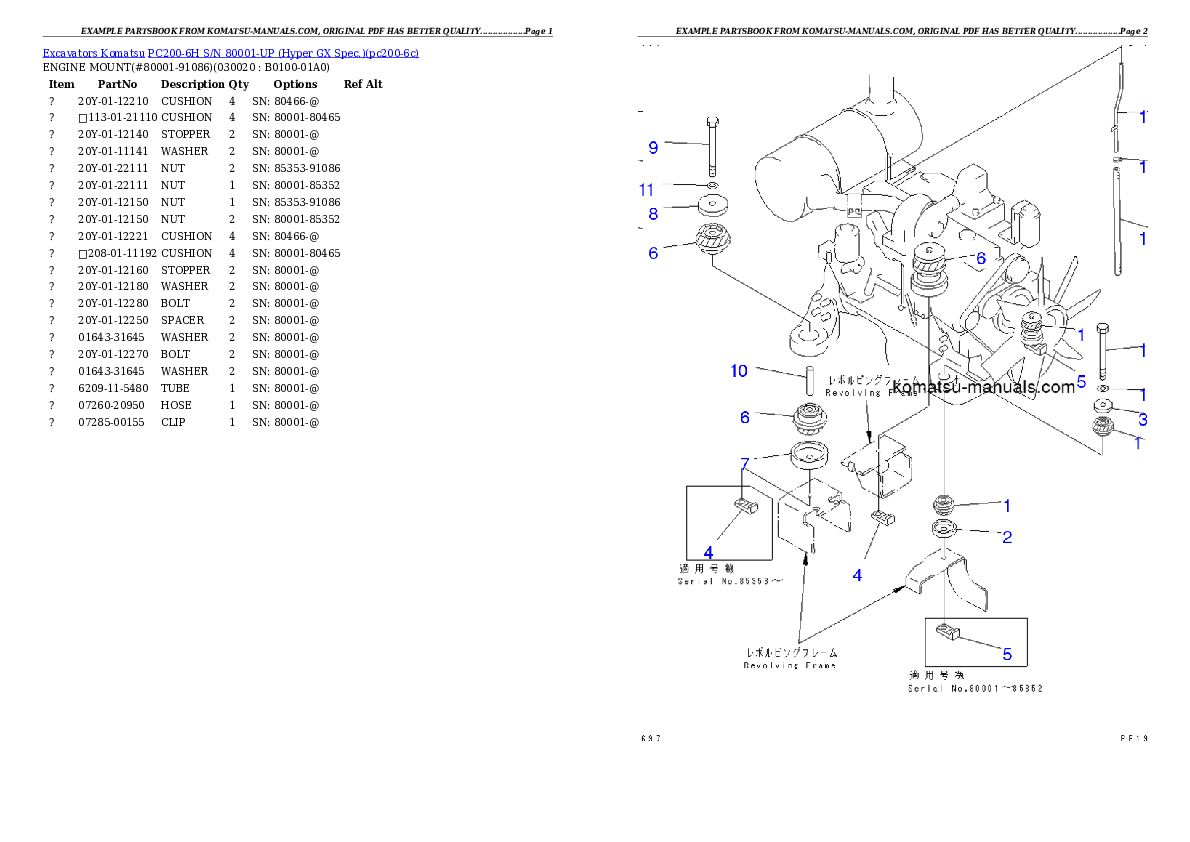 Komatsu pc200-6h parts books excavators download Komatsu pc200-6h parts books excavators download