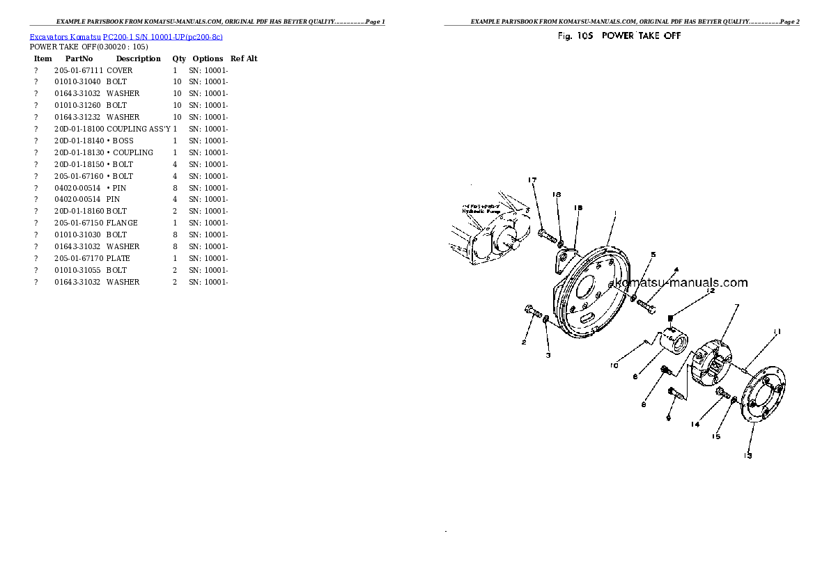 Komatsu pc200-1 parts books excavators download Komatsu pc200-1 parts books excavators download