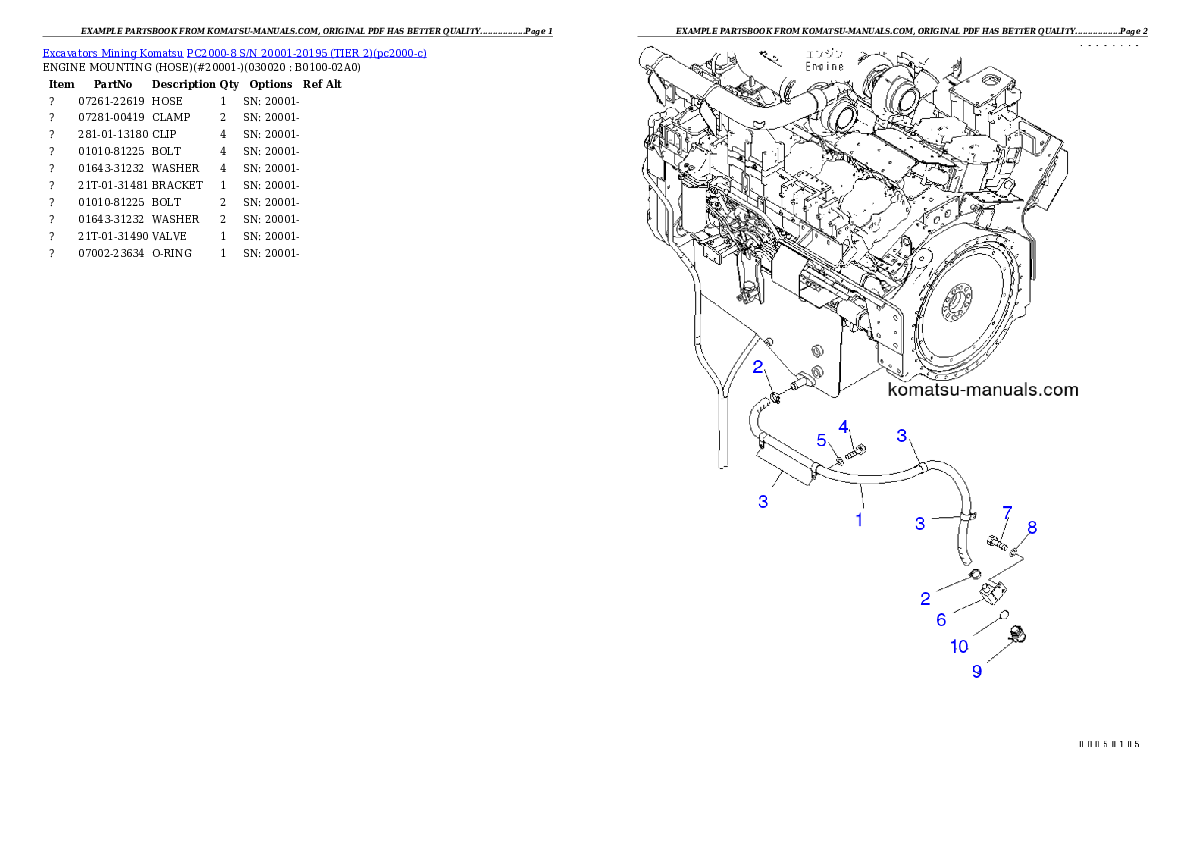 Komatsu pc2000-8 parts books excavators download Komatsu pc2000-8 parts books excavators download