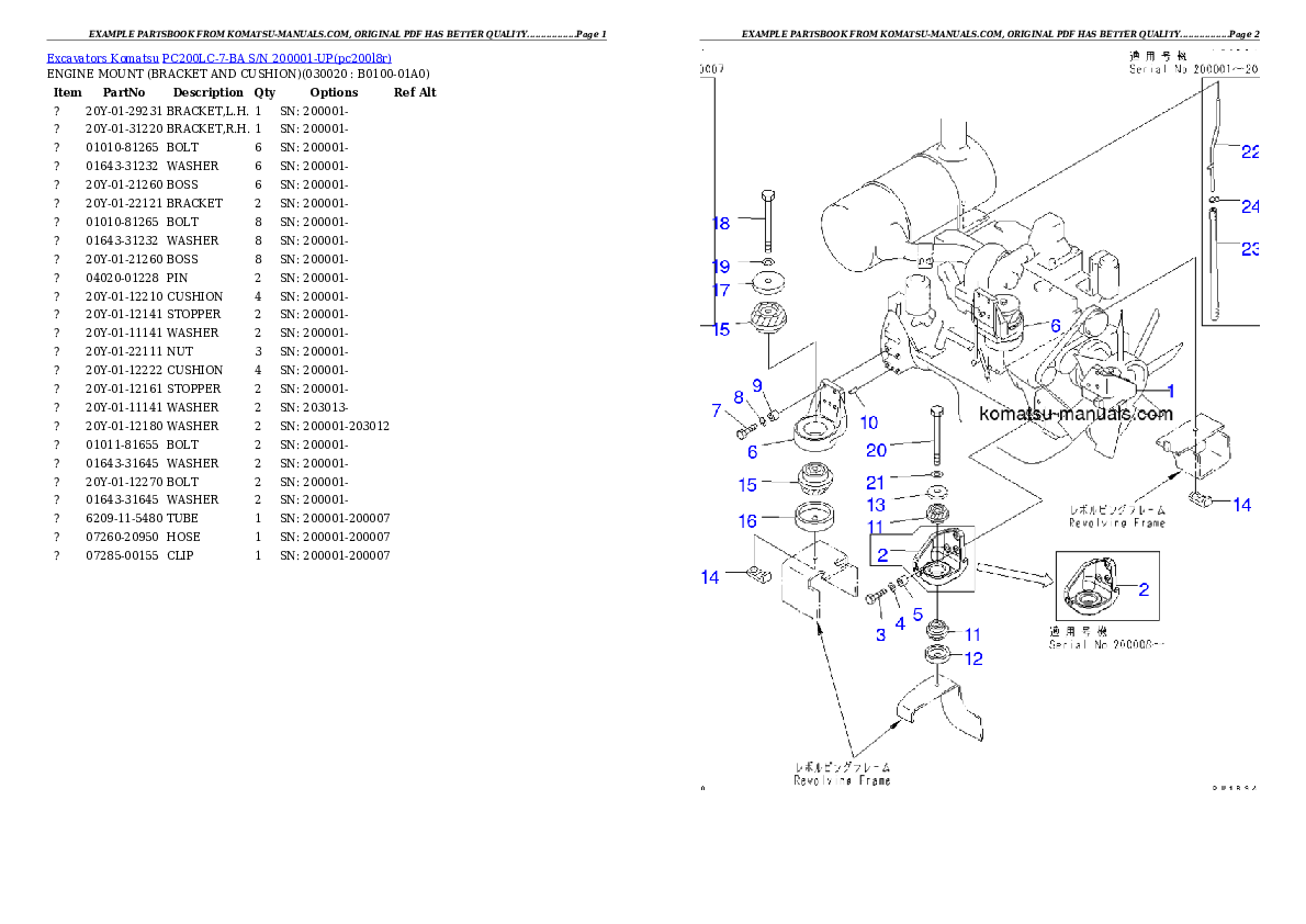 Komatsu pc200lc-7-ba parts books excavators download Komatsu pc200lc-7-ba parts books excavators download