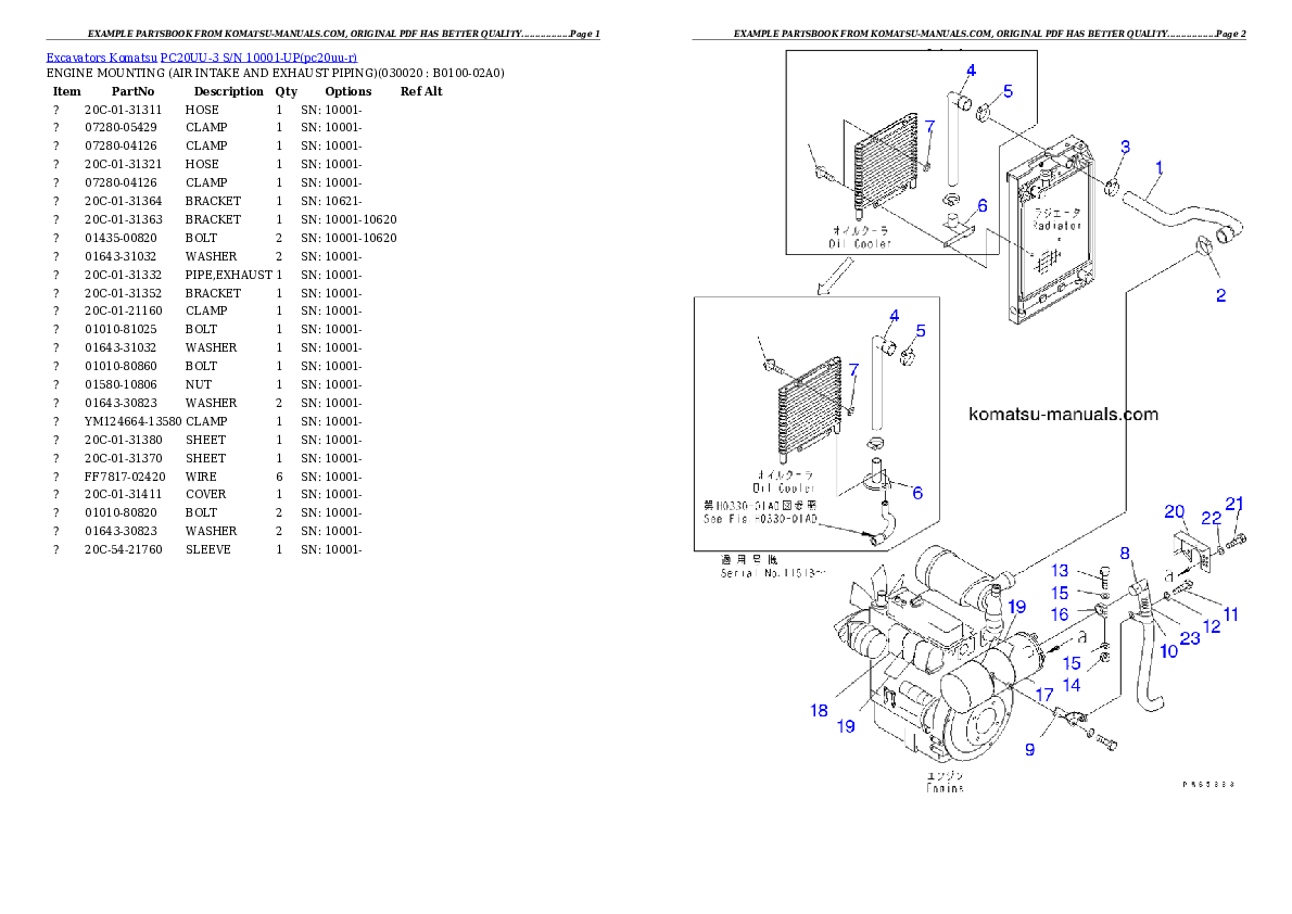Komatsu pc20uu-3 parts books excavators download Komatsu pc20uu-3 parts books excavators download
